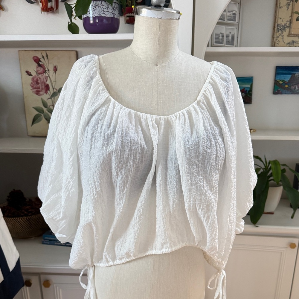 Astr White Textured Blouse